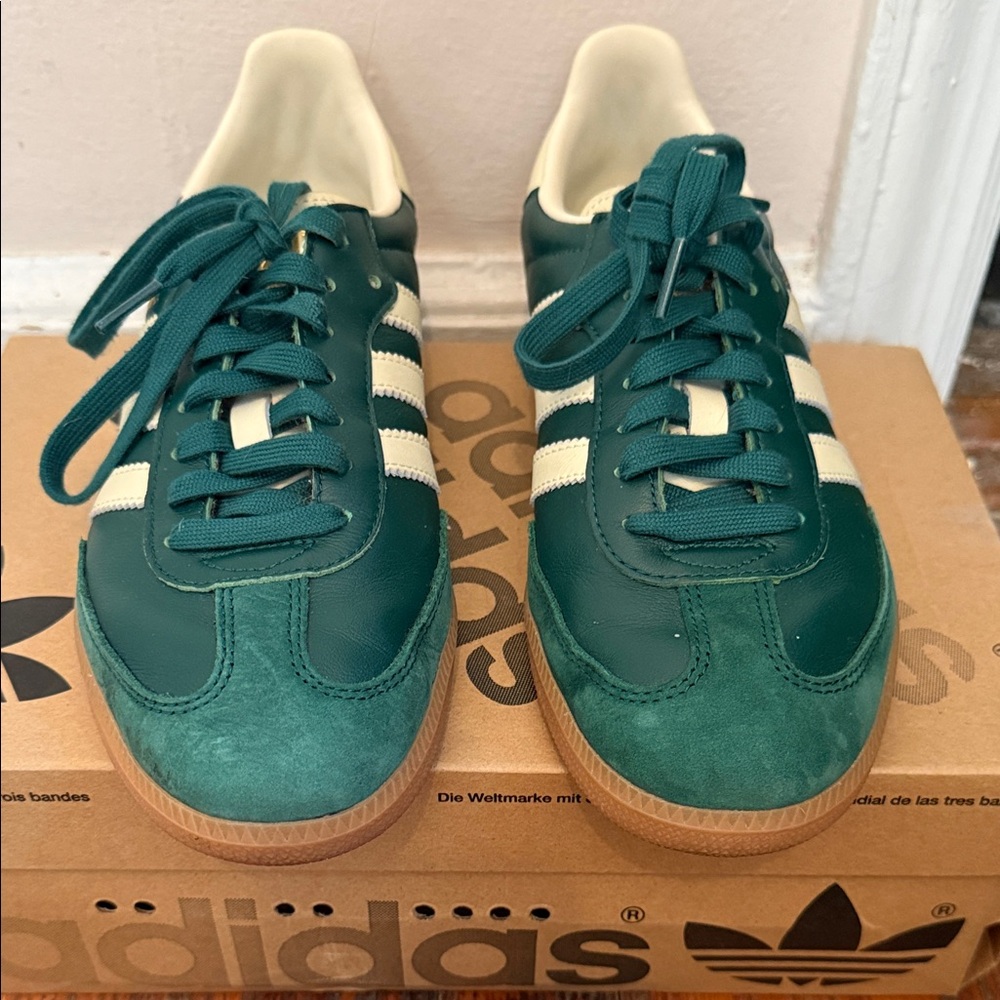 Adidas samba Green and Cream Sneakers women size 9 men size 7.5